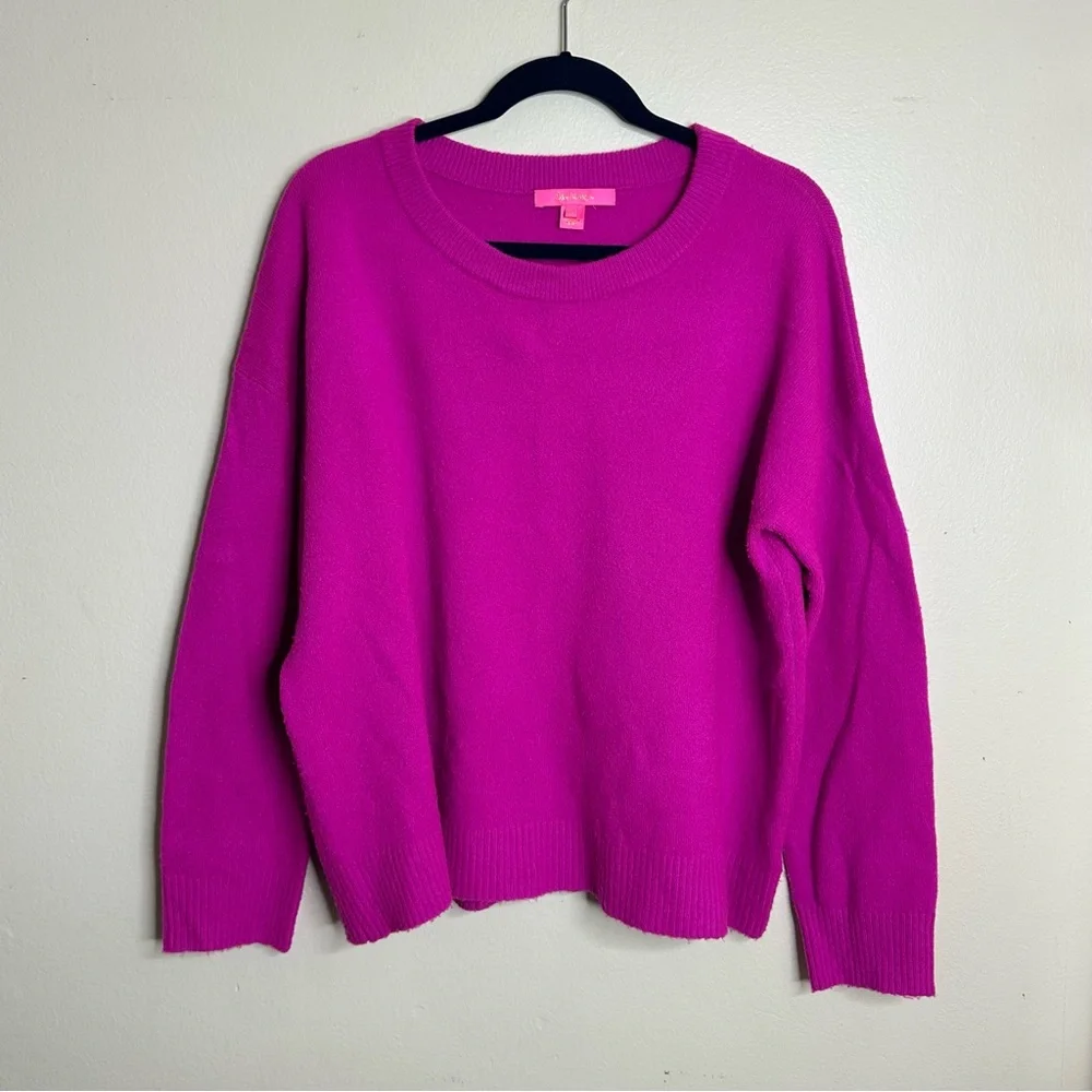 Lilly Pulitzer Bellista Sweater Fuzzy Pink Fuschia size XL - Picture 2 of 7